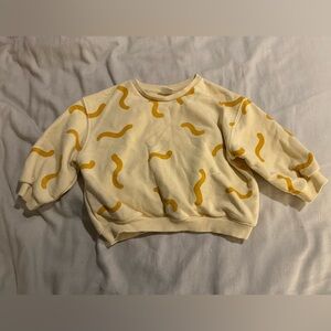 Zara Cream and Yellow Patterned Sweater